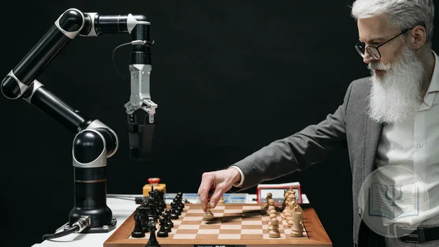 Psychologist using artificial intelligence at her desk for administrative tasks