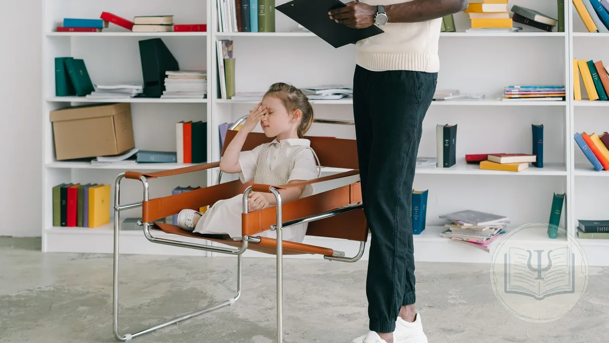 Girl in a child psychologist's office who uses software for child psychologists
