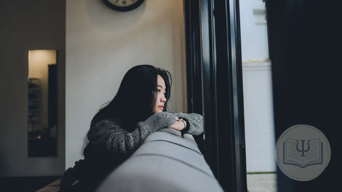 Mujer apoyada en el sofá mirando por la ventana con gesto pensativo, representando la soledad no deseada